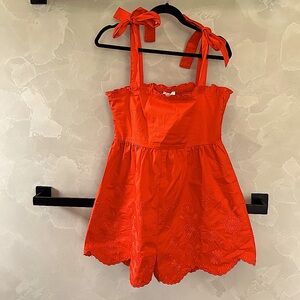 Umgee Bright Orange Tie Strap Romper